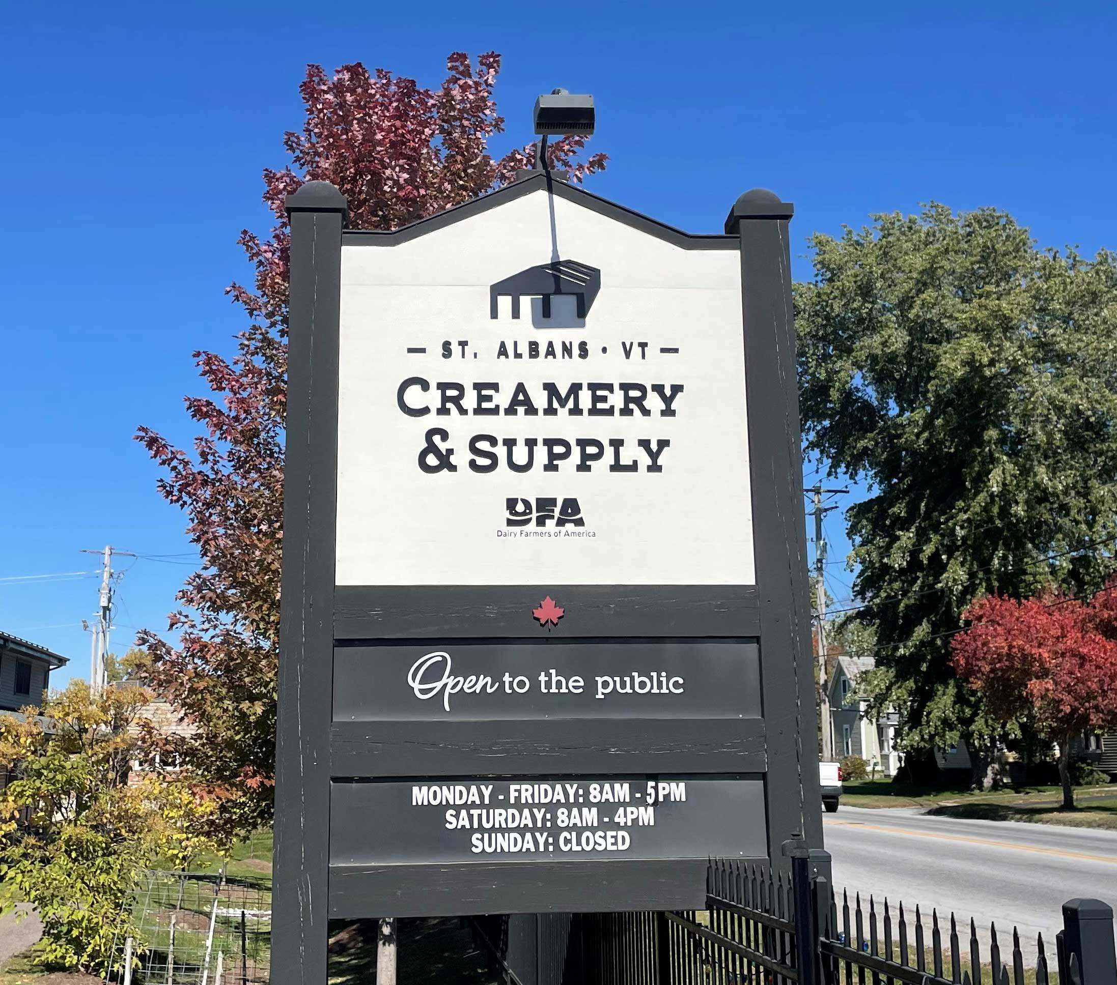 St Albans Creamery and Supply Exterior Sign